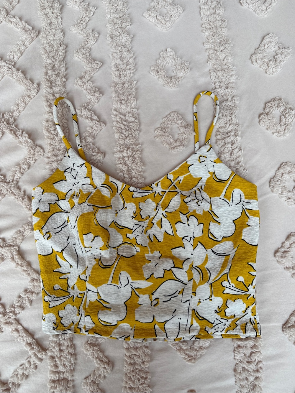 Papaya Yellow Floral Cropped Cami Top